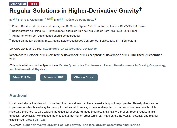 #mdpiuniverse Welcome to read the article by Dr. Breno L. Giacchini and Dr. Tibério De Paula Netto: Regular Solutions in #HigherDerivativeGravity †
mdpi.com/2218-1997/4/12…
#LeeWickgravity #nonlocalgravity #spacetimesingularities
