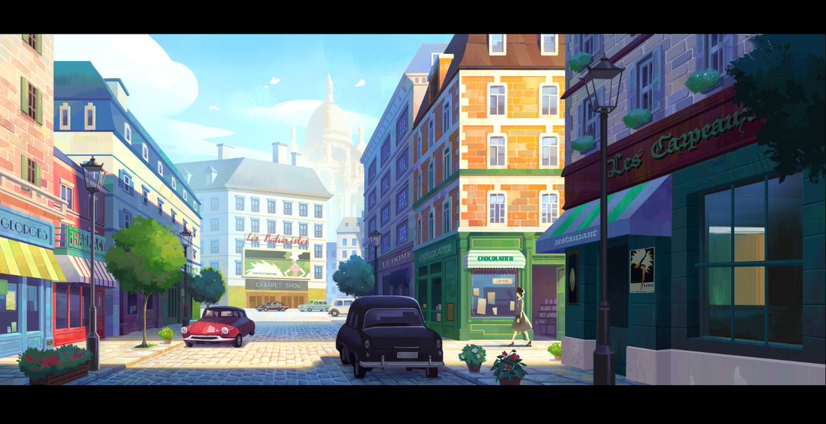 A morning in Paris, the 1950s #illustration #backgroundpainting #animation #conceptart #visualdevelopment #visdev