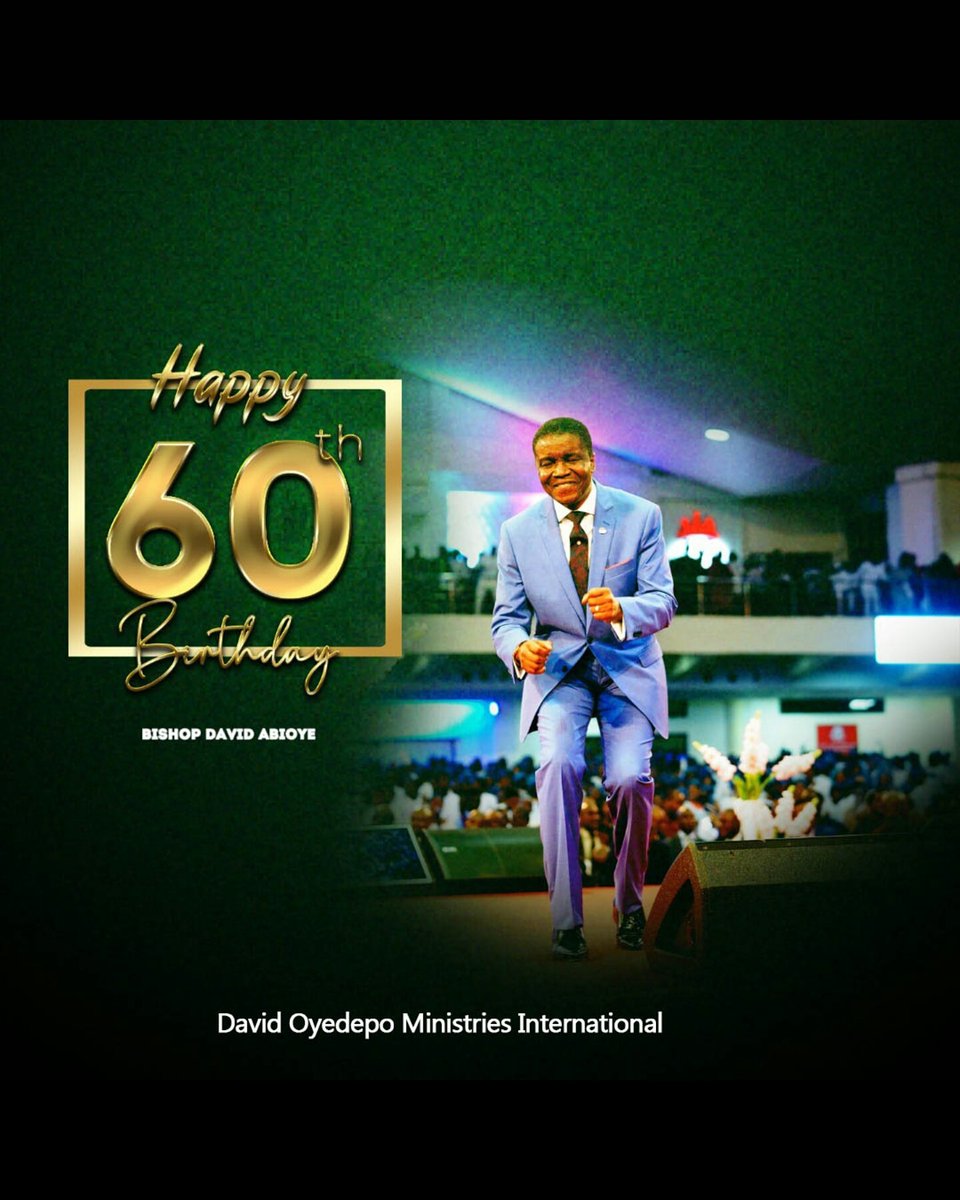 WinnersWLD's tweet photo. Happy 60th birthday Bishop David Abioye. It is our God that has preserved, advanced and caused you to see this diamond jubilee celebration.
To Him alone be all the glory. 

Your best days are ahead of you. May the oil upon you remain every fresh in the name of Jesus Christ! https://t.co/UQdN4fDddd