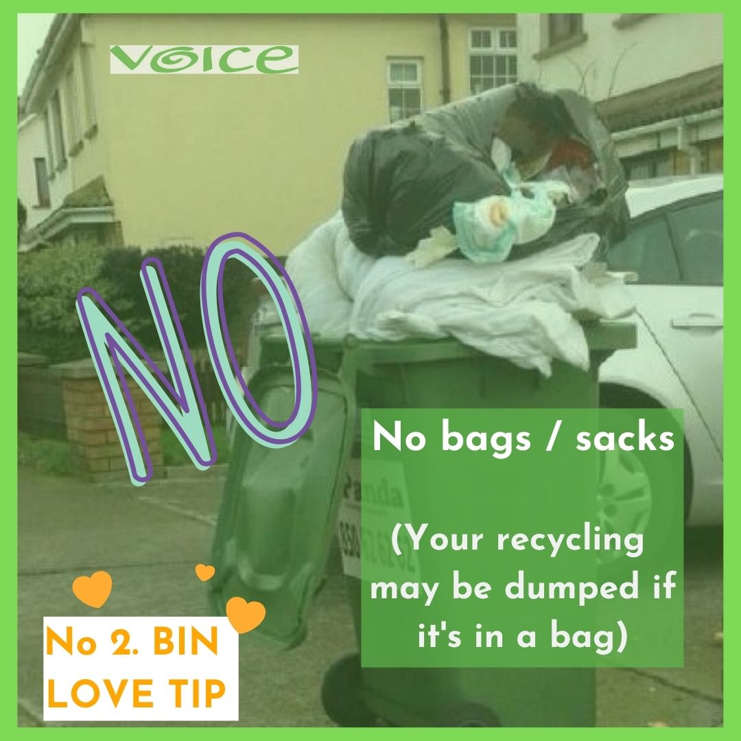 VOICE_Ireland's tweet photo. Tip No. 2: Transparency is Key; keep the contents loose : no black sacks ๐
(They get caught in the machines and are considered general waste) #globalrecyclingday #binlove #circulareconomy #plasticwaste
@foeireland @VOICE_Ireland https://t.co/e5VwkhaAwb