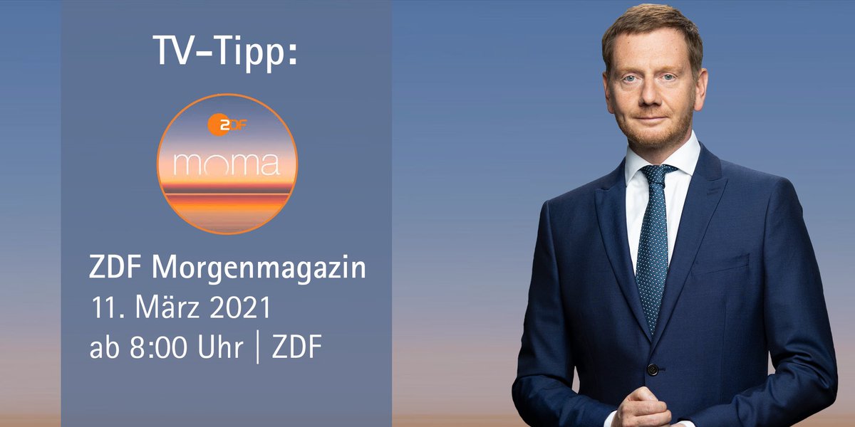 MPKretschmer's tweet image. 🔴Heute Morgen live im @zdf @morgenmagazin. Wir sprechen zur #Corona-Lage und zur Änderung der Priorisierung in der Impfreihenfolge. (SK) 
📺 #ZDFmoma | ab 8:00 Uhr 
#Sachsen #CoronaSN