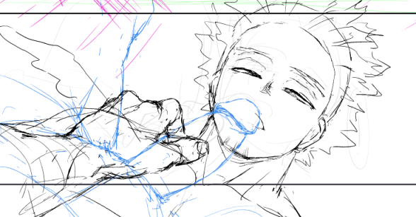 wip 顔と手とチンコが同じ画面にある構図、死ぬほど描いてるはずなのに未だにサイズ感混乱してしまう 「チンコもっとでかい…?そうすると手ももう少し大きいか…いやそうすると顔とのサイズが合わなく…顔のほうをサイズ変えれば…いやこれ最初と同じやんけ…」って無限に悩む 