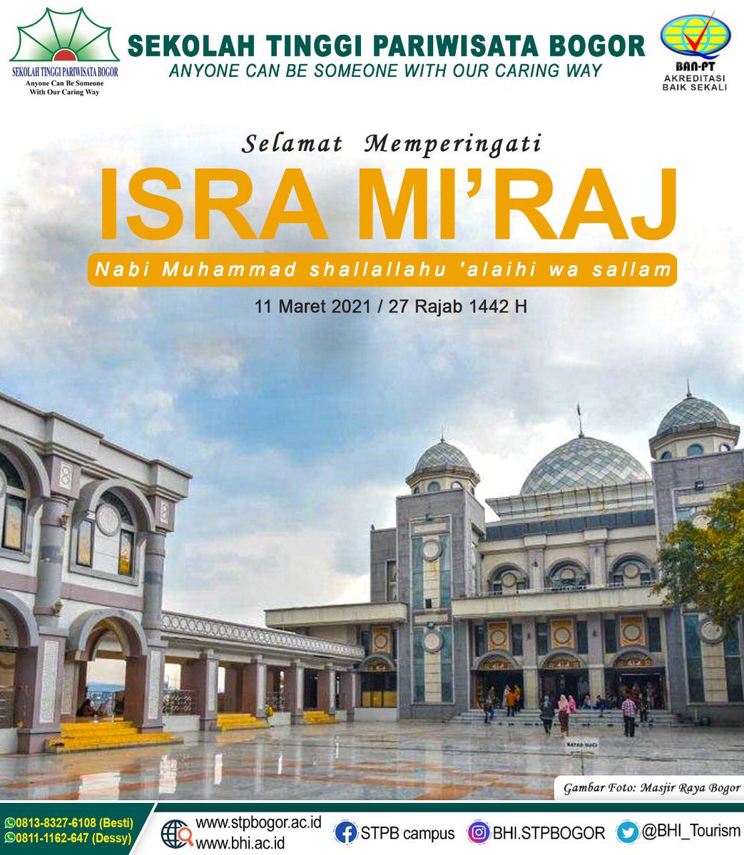 Selamat Memperingati Isra Miraj 27 Rajab 1442 H

Semoga momen Isra Miraj memperkuat amalan kita akan kewajiban salat lima waktu. 
Jadikan makna dan pemaknaan atas peristiwa Isra Miraj Nabi Muhammad SAW. 

#isramiraj #pariwisata #visitbogor #isramiraj2021 #memperingatimaulidnabi