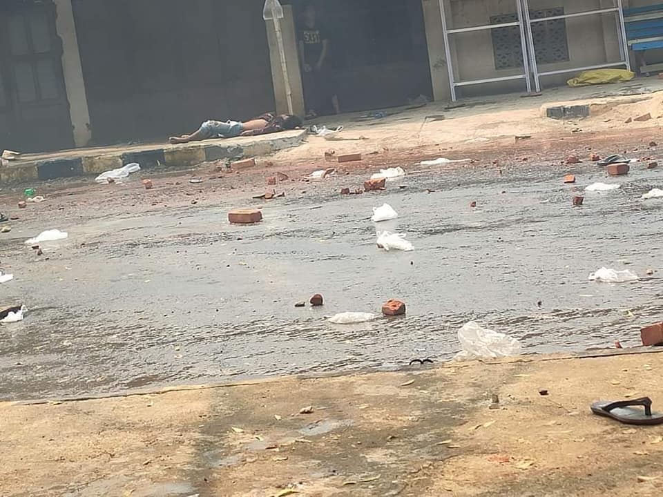 At least six were killed in Myaing, a town in central Myanmar. Two of them were shot in the heads. Many pictures spread on social media, a dead mean's  brain came out on the street.  #WhatsHappeningInMyanmar