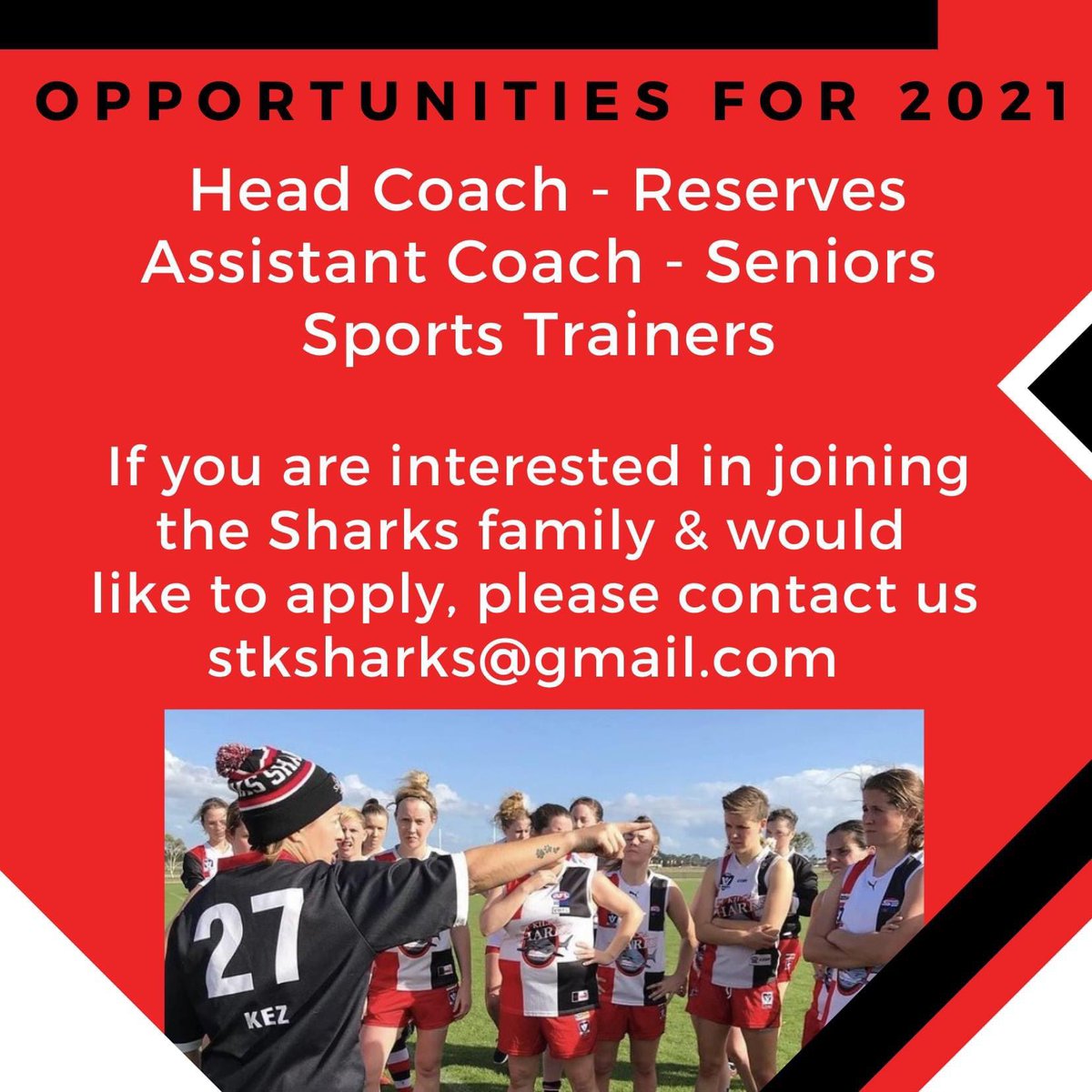 Join us for our 2021 campaign #applynow

For more information send an email to stksharks@gmail.com