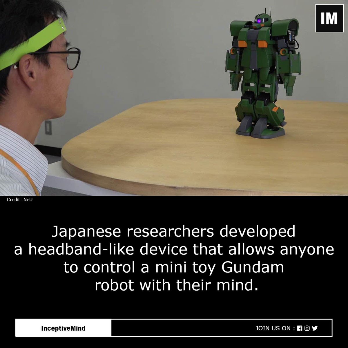 Inceptive_Mind's tweet image. New device allows anyone to control a mini Gundam robot with their mind.
#gundamrobot #robot #researchers #headband #tech #innovation #newinvention #scienceandtechnology #inceptivemind
