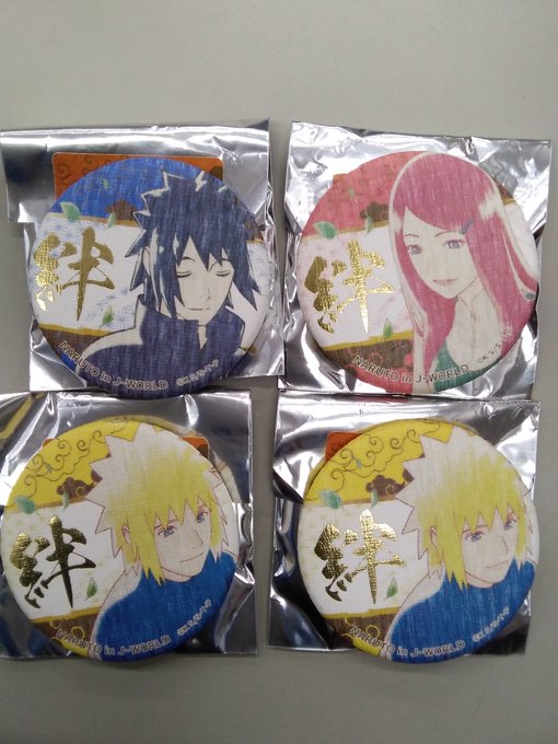 NARUTO J-World Jワ 絆 ミナト クシナ ナルト 缶バッジ