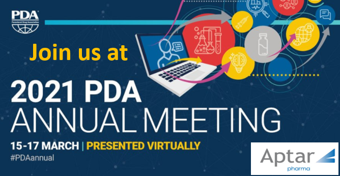 Join #AptarPharma, essential injectable partner for #Covid19 #vaccines &amp; treatments, at #PDAannual 2021 taking place March 15-17 online. Our poster presentation will explain how our evaluation methods help you choose the right product. Register buff.ly/3utYc5M <a href="/PDAOnline/">PDA</a>
