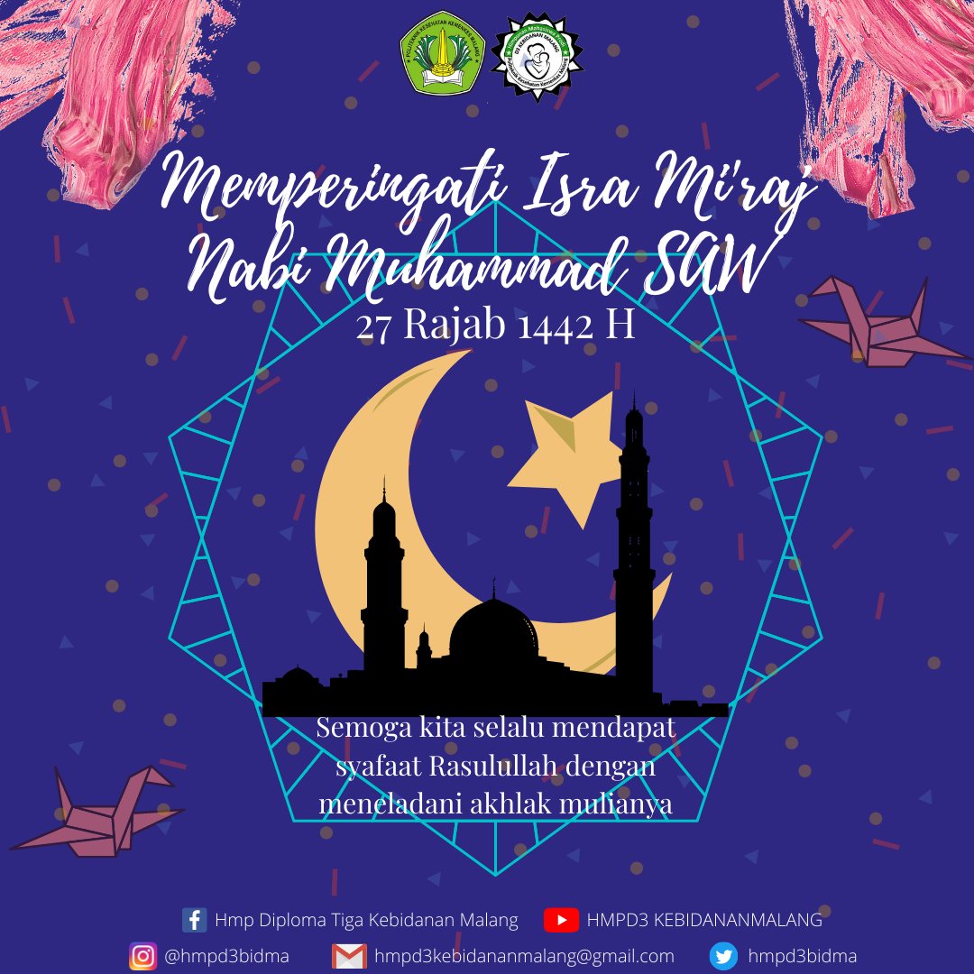 hmpd3bidma's tweet photo. 🕌Selamat memperingati Isra Miraj bagi kaum muslimin dan muslimah di seluruh dunia. Semoga hari ini tidak hanya menjadi suatu peringatan, namun juga sebuah Langkah baru untuk mewujudkan umat islam yang satu🙏

Follow us on
Instagram : @hmpd3bidma https://t.co/JLvUd3meYC