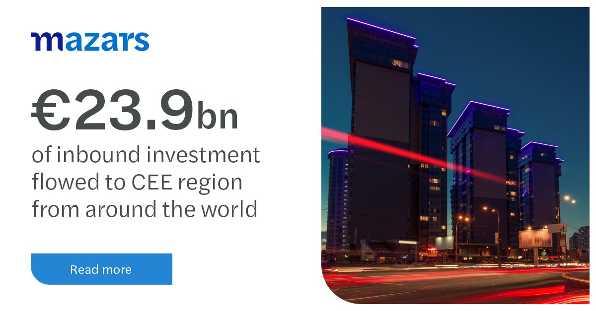 #CEE continues to attract a strong and steady flow of inbound investment from around the world. Despite the worldwide recession, €23.9bn flowed in from outside the region across 2020. Find out more: bit.ly/3qCdFxJ 
#MergersAndAquisitions #mazarsph