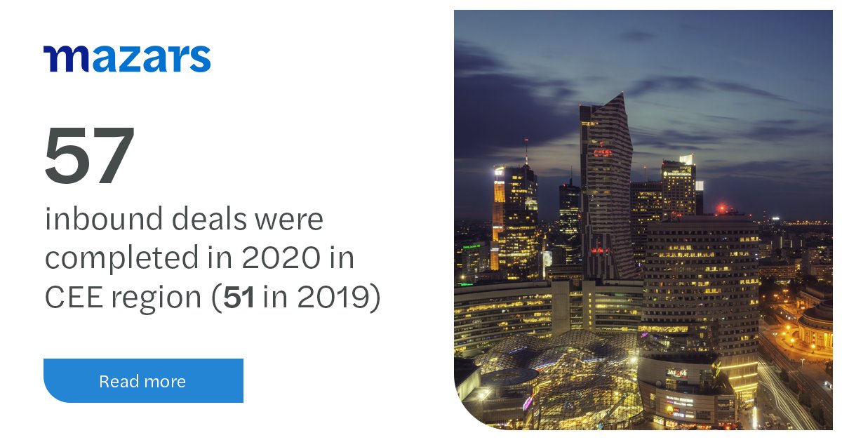 In 2020, the #technology sector had the highest number of inbound deals to the #CEE region. Find out more in ‘Investing in CEE: inbound M&amp;A report 2020/21’: bit.ly/3qCdFxJ 
#MergersAndAquisitions #mazarsph