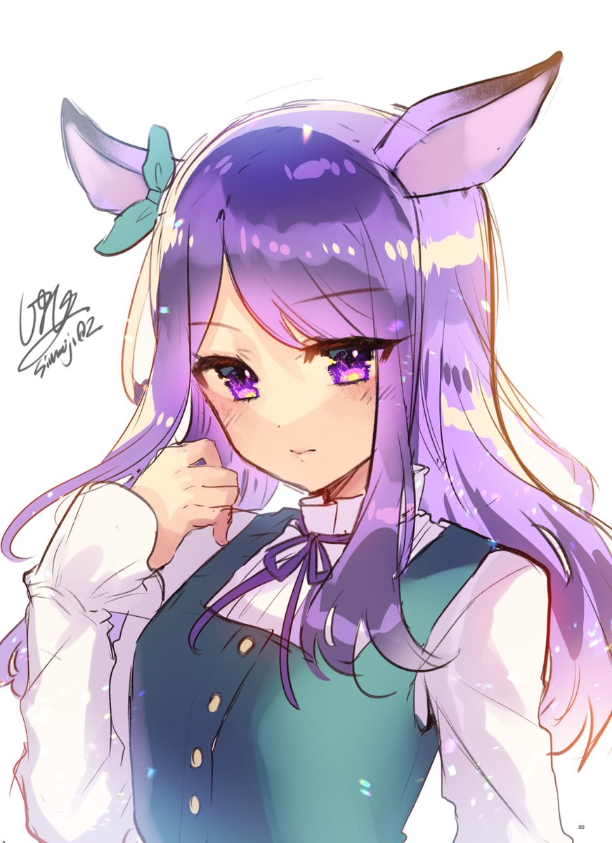 mejiro mcqueen (umamusume) 1girl animal ears solo horse ears long hair purple hair purple eyes  illustration images