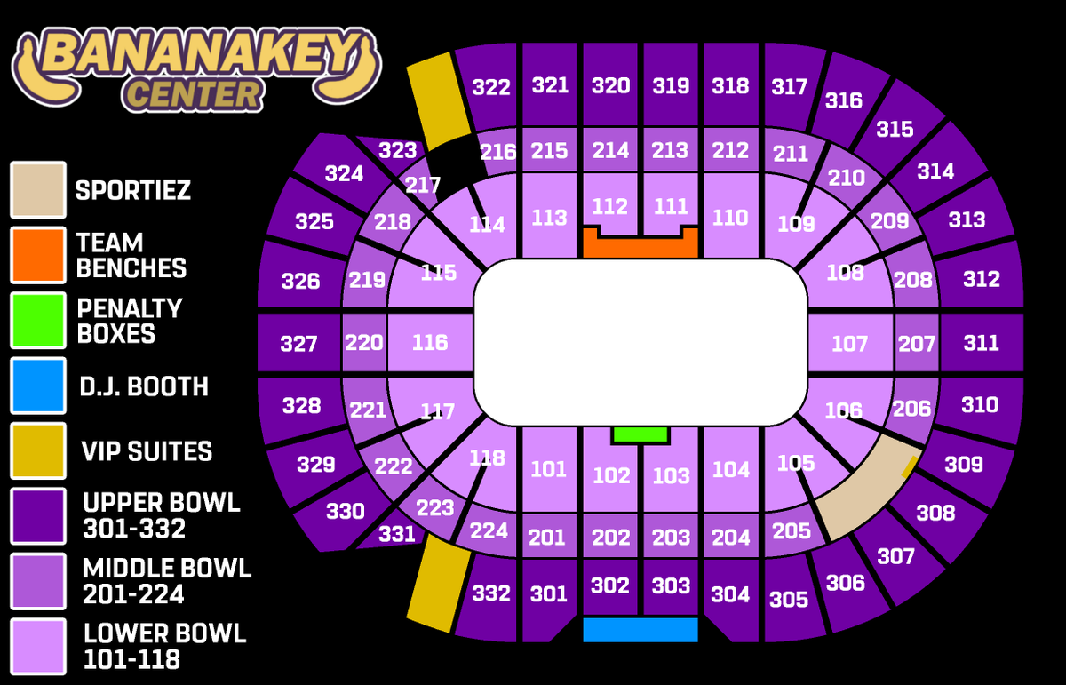 Updated 2021 BananaKey Center hockey seating chart