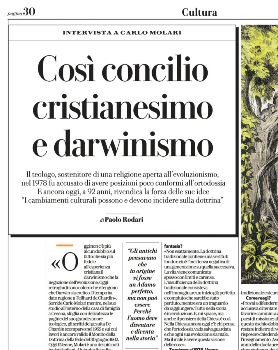 PaoloRodari's tweet photo. Messo ai margini per posizioni poco conformi all'ortodossia, a 92 anni torna a parlare. È più fedele al cristianesimo il darwinismo della negazione dell'evoluzione. E di Dio non si può dire nulla di definitivo.
Oggi su @repubblica una mia intervista a C. Molari
@GabrielliEditor https://t.co/U59XomxqZt