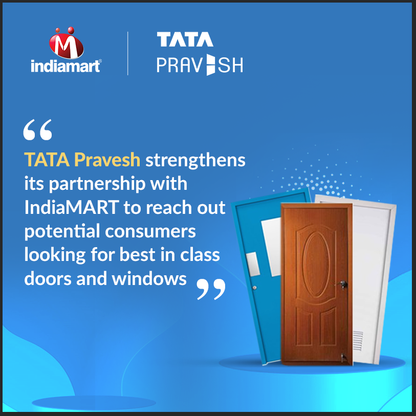 IndiaMART's tweet photo. Tata Pravesh, the leading manufacturer in windows and doors has taken the next step towards their digital journey with IndiaMART.

Click here to view the catalogue: https://t.co/XAoQeGQorX

#Digital #Business #onlinebusiness  #ThinkBusinessThinkIndiaMART #IndiaMART #BadaAasaanHai https://t.co/gd9lSCuq9v
