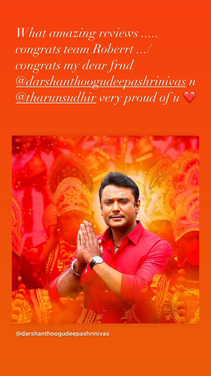 Such amazing reviews .... superb job team #Robertt ... today is Shivaratri n my frnd <a href="/dasadarshan/">Darshan Thoogudeepa</a> is born on Shivaratri for everyone who didn’t know ... soo Roberrt is double special because this is a gift from him to all of us ... n what an amazing gift