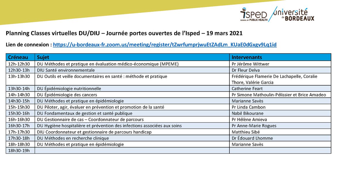 Isped_Bordeaux's tweet photo. [#JPO - Webconférences]
Vous souhaitez découvrir nos #masters et DU/DIU ?
Lors de la JPO du 19 mars, nous organisons des sessions de présentation générale et de questions/réponses pour nos #formations.

Pour + d'infos et vous inscrire : https://t.co/AZBOmYpGVP https://t.co/XrVBPkRbKm