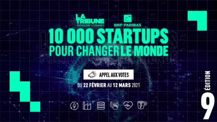 [#10000STARTUPS] Dans la catégorie #Start, ce sont <a href="/Birds_forchange/">Birds For Change</a>, <a href="/Ecopresto1/">Ecopresto</a>, #maatdata, @mamairieloue, #RueDuColibri, <a href="/VracSmart/">SmartVrac</a>, <a href="/transition_one/">Transition-One</a> et #WaterHorizon qui ont besoin de vos 👍. RDV sur bit.ly/2Ootf2F pour les soutenir, n'est-ce pas @BF_TechServices ? 😉