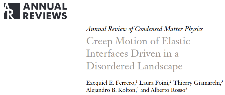 ezeferrero's tweet photo. Our review article on "Creep Motion of Elastic Interfaces Driven in a Disordered Landscape" is now published in ARCMP @AnnualReviews and available at https://t.co/sBdSl3oJnH
#Creep #MagneticDomainWalls #Avalanches #Depinning #DisorderedSystems #DES https://t.co/Qa3EvMODa0