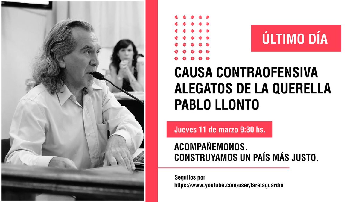 AHORA Cierre del alegato de Pablo Llonto, abogado querellante 👇
Seguilo en vivo ➡️ youtube.com/watch?v=rvyG7k…