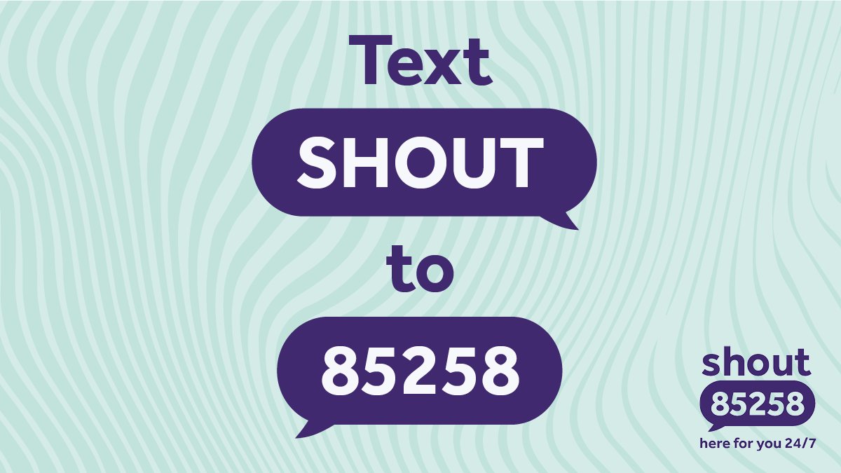 MHI_Charity's tweet photo. If you’re finding things overwhelming at the moment and are struggling to cope, you can text SHOUT to 85258 for free, confidential support. 

Our trained Shout Volunteers will listen to you and help guide you to a calm and safe place, any time of day or night. 💙

#mentalhealth https://t.co/c6xlsyXk3U