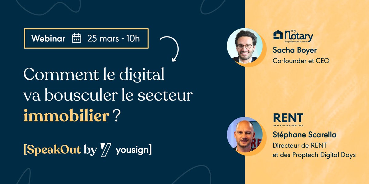 ⚡Comment le digital va bousculer le secteur immobilier ?⚡

Venez discuter avec <a href="/Sachaboyer/">Sacha BOYER</a>, CEO de <a href="/LaJurisTech/">MyNotary</a> et Stéphane Scarella du <a href="/salonrent/">Salon RENT</a> de la digitalisation du secteur #immobilier et ses perspectives en 2021 !

Pour s'inscrire 👇
hubs.la/H0J0N6P0

#transfonum