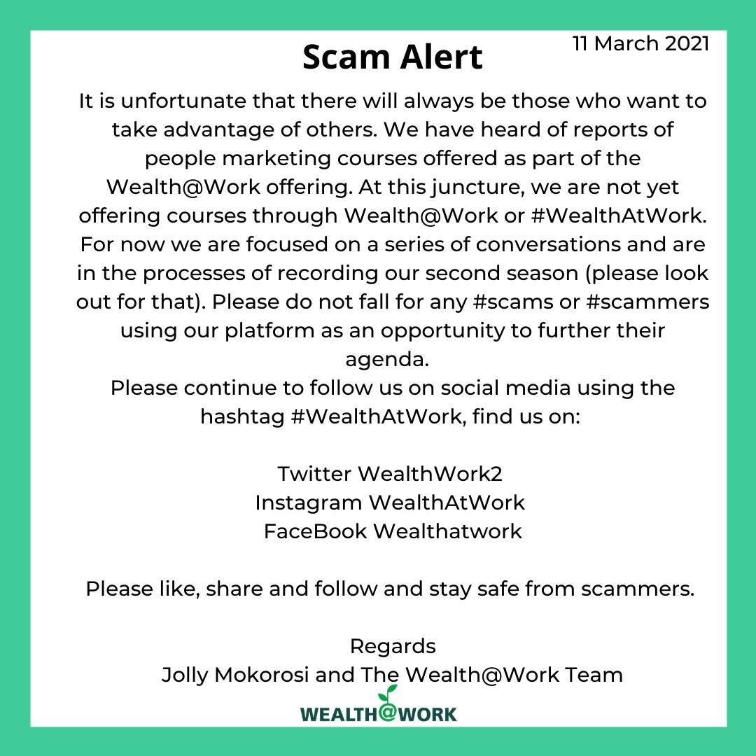 #ScamAlert #WealthAtWork