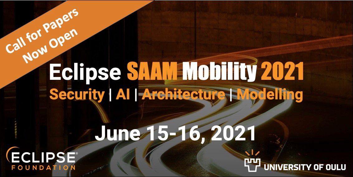 Re-thinking Mobility: the Eclipse SAAM Mobility Conference, co-organized by <a href="/EclipseFdn/">Eclipse Foundation</a> and <a href="/UniOulu/">University of Oulu</a>, will bring together people behind next generation mobility. Submit your papers to speak by April 16. 
hubs.la/H0HSrh80 <a href="/ITEEOulu/">Faculty of ITEE @UniOulu</a>