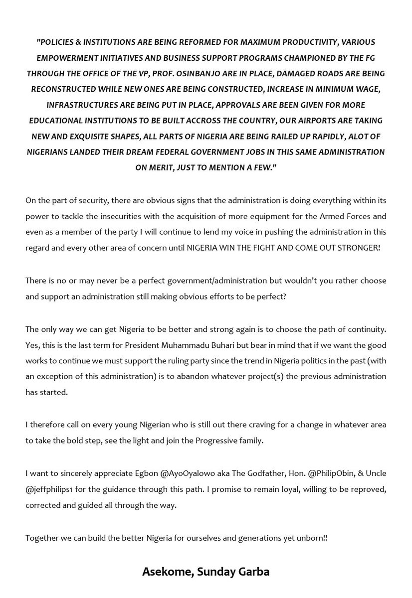 SAsekome's tweet image. Today I took the bold step of joining the progressive family, I say yes to change and I take up the challenge of becoming the change I desire.

Please permit me to take little of your time with this short thread as I try to make you see reasons for my decision.

Thread..

1/2