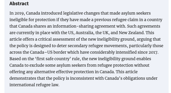PROTECT project (@protectproject2) on Twitter photo 📝PUBLICATION! <a href="/idil_atak/">Idil Atak</a>, <a href="/AlrobZainab/">Zainab Abu Alrob</a>, and <a href="/ClaireM_Ellis/">Claire Ellis</a> criticize the recent legislative change that enables Canada to exclude some asylum seekers from #refugee protection ⤵️
➡️➡️➡️academic.oup.com/jrs/advance-ar…
<a href="/RyersonResearch/">.</a>, <a href="/cercmigration/">CERC Migration</a>, <a href="/RyersonU/">Ryerson University</a>, @CrimRye, <a href="/RyersonSci/">RyersonSci</a> 📝PUBLICATION! <a href="/idil_atak/">Idil Atak</a>, <a href="/AlrobZainab/">Zainab Abu Alrob</a>, and <a href="/ClaireM_Ellis/">Claire Ellis</a> criticize the recent legislative change that enables Canada to exclude some asylum seekers from #refugee protection ⤵️
➡️➡️➡️academic.oup.com/jrs/advance-ar…
<a href="/RyersonResearch/">.</a>, <a href="/cercmigration/">CERC Migration</a>, <a href="/RyersonU/">Ryerson University</a>, @CrimRye, <a href="/RyersonSci/">RyersonSci</a>