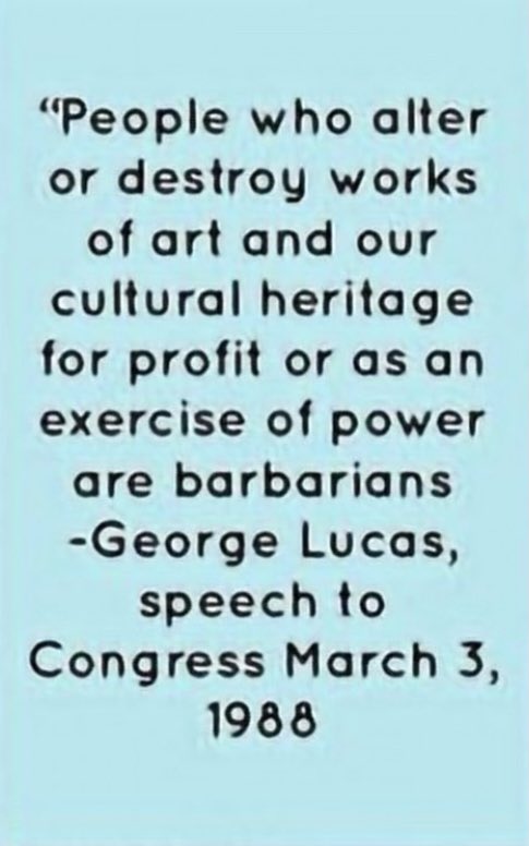 ginacarano's tweet photo. What are your thoughts on this quote made by George Lucas to Congress, March 3, 1988? https://t.co/6m0oK0c63G
