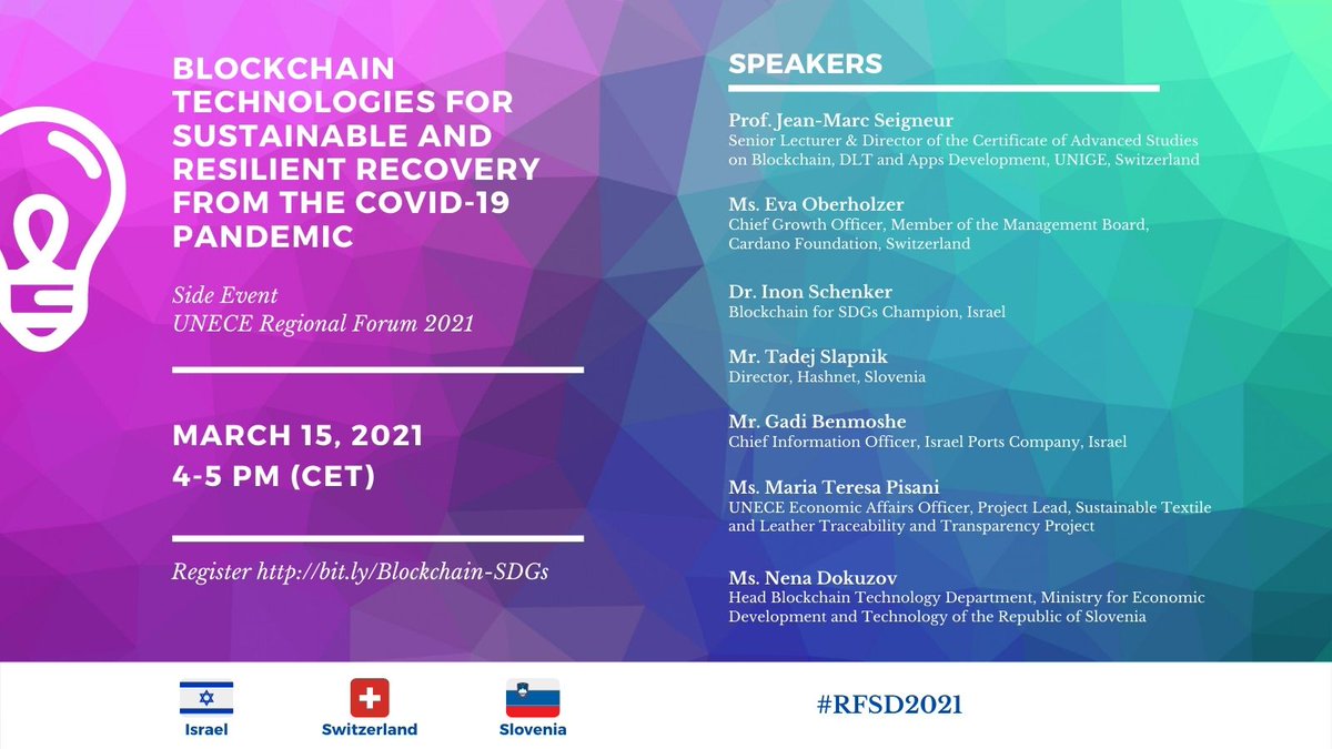 DeFiForGood's tweet image. Dr. Jean-Marc Seigneur, who leads DeFi For Good, is talking at an event by the Permanent Missions of Israel, Slovenia, and Switzerland to the United Nations in Geneva on March 15th 2021 via video-conference on how blockchain has/could help(ed) at times of pandemics? #defiforgood