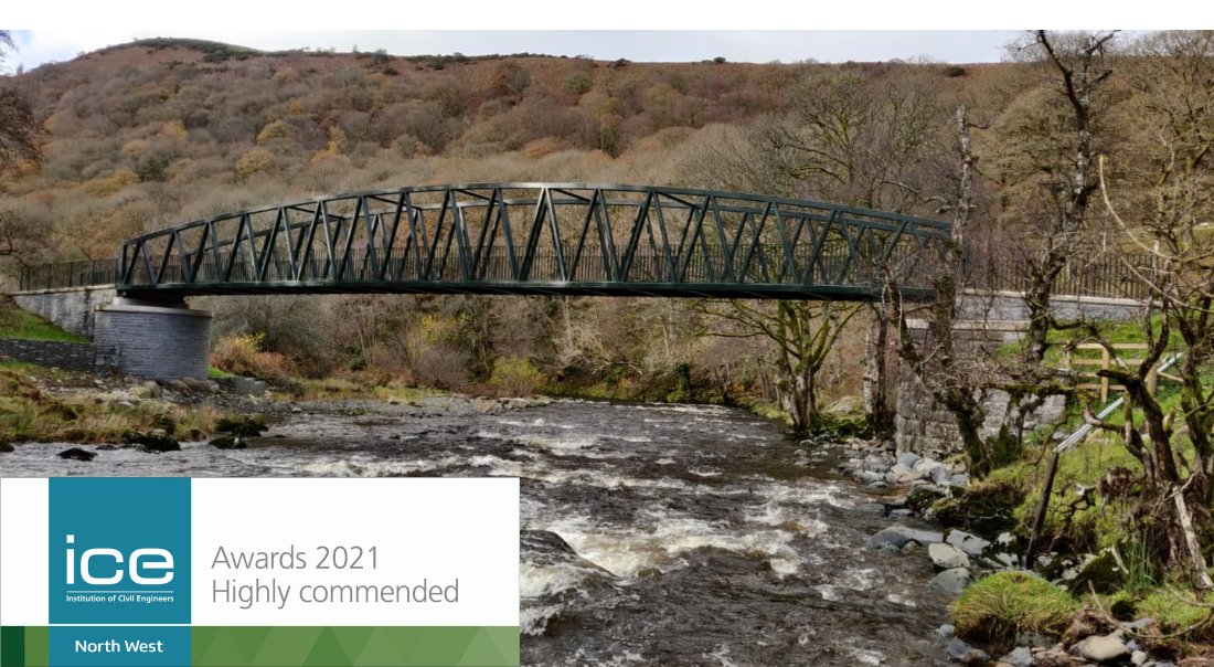 ICENorthWest's tweet photo. Small Project - Highly commended - Keswick Multi-User Bridges!
Commended for the ingenuity shown in the construction and installation of the bridges.
#ICENWawards #civilengineering #success

@lakedistrictnpa, @AL_Daines, @cubbylimited, @BridgesBeaver, @ICE_Cumbria https://t.co/3x5X9Dsxkd