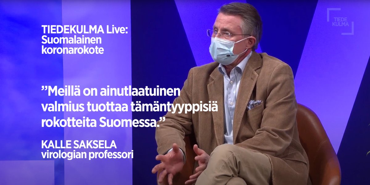 helsinkiuni's tweet photo. Suomessa kehitetään nenään annosteltavaa koronarokotetta, joka estäisi paitsi koronataudin puhkeamisen, myös viruksen tarttumisen muihin. Miten rokote syntyy ja milloin se voisi olla valmis? Prof. Kalle Saksela kertoo 📽️ #koronafi #koronarokote @Tiedekulma https://t.co/I4u0SCX7nG https://t.co/AIcPGQVv2Z