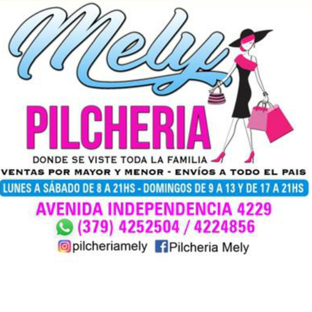 👉PilcheriaMely 👈
El lugar donde encontras todo para volver al cole 📕📚✏📐🎒
🕚 Horarios: De lunes a sábados de 8 a 21hs. Domingos de 9 a 13hs y de 17 a 21hs.
📍Av. Independencia 4229
📞 4252504 / 4224856