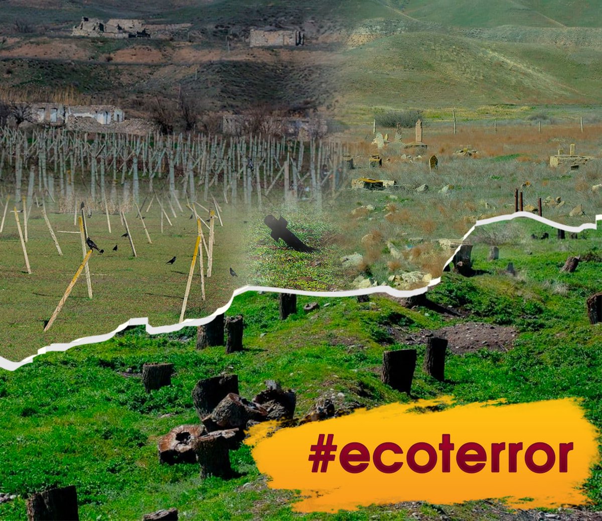 Sevil_Cabbarova's tweet photo. Before the #FirstKarabakhWar, the city had factories, a railway station, medicine, music, agricultural schools and a theater. Now they are in ruins and overgrown with weeds. #ArmenianVandalism  @UNESCO https://t.co/GEqz4d3DaG