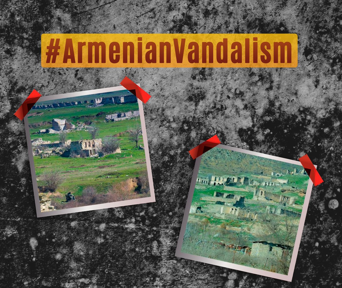 Sevil_Cabbarova's tweet photo. Before the #FirstKarabakhWar, the city had factories, a railway station, medicine, music, agricultural schools and a theater. Now they are in ruins and overgrown with weeds. #ArmenianVandalism  @UNESCO https://t.co/GEqz4d3DaG