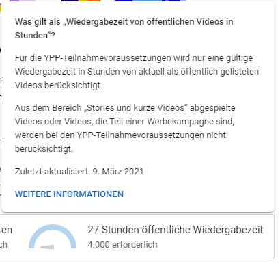 DCMinecraftNews's tweet photo. @TeamYouTube Danke - das wollte ich wissen. Wie lange dauert es, bis die Zahl im Bild aktualisiert wird? Während des Livestreams habe ich 24h Wiedergabezeit gehabt und die fehlen (noch).

Also die kommen garantiert noch dazu? https://t.co/jWZ8G7j53G