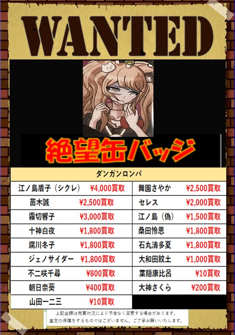 数々のアワードを受賞】 ダンガンロンパ ナンジャタウン 絶望缶バッジ