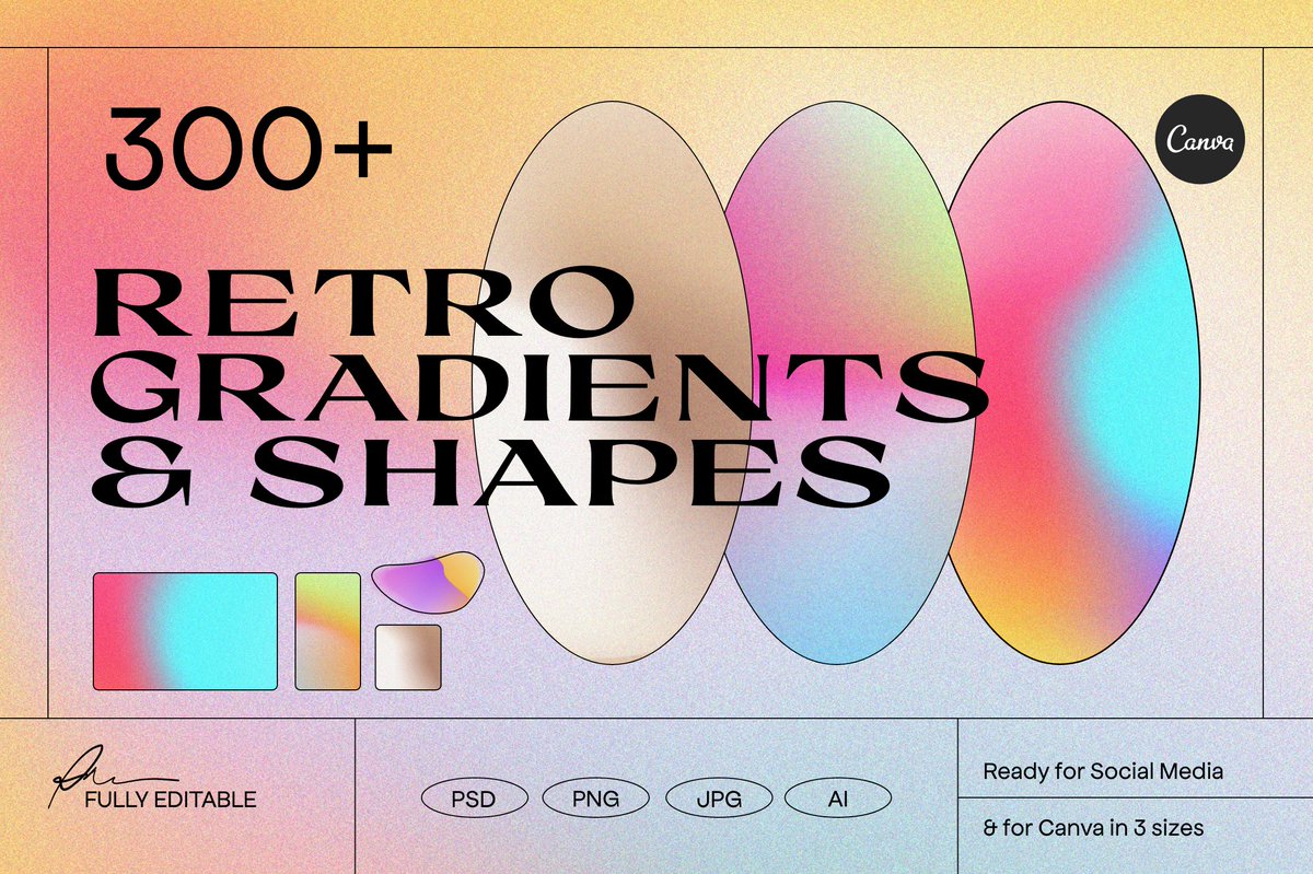 sparrowandsnow's tweet photo. We created 3 libraries of 90 mesh gradients in Adobe Illustrator in three different colour vibes: Vivid, Calm &amp; Natural. You can find all the details here: https://t.co/hGU6Rc2JAL https://t.co/ZAKfCYfsC9