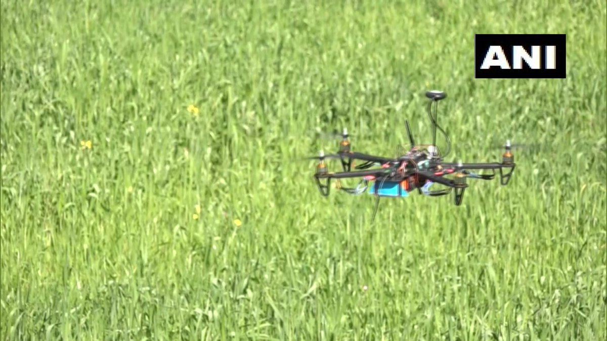 ANI's tweet photo. J&amp;K: A resident of Udhampur develops a drone device for farmers to improve yield using AI &amp; IoT sensors

"We discussed farmers' problems &amp; came with affordable technology. It can help check moisture content, use of fertilizer &amp; even predict yield," says Umang Kalra https://t.co/ltC8kLERQu