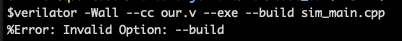oscherler's tweet photo. Does ModelSim have a UI only in the Windows version? Only in the paid version? Only if I draw a pentagram and summon the appropriate demon?

Is it normal that the basic Verilator example *from the official docs* is failing at command #1?

#FPGA #NothingIsWorking https://t.co/AZPDdCPuDF