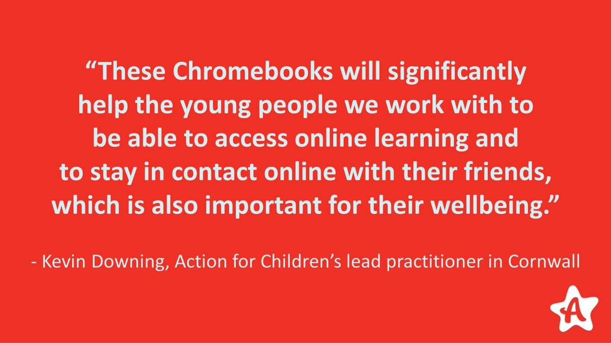AfCInspireIT's tweet photo. Action for Children supports young carers across the country who are among those least likely to have access to a laptop for home learning. Thanks to Chromebooks donated by our strategic giving partner @DellTech more young carers can now do schoolwork at home. https://t.co/CnSjPIBgPV