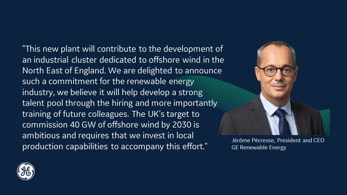 Proud to be bringing our expertise &amp; develop talent pool dedicated to #offshorewind in #Teesport. The blades will equip our #HaliadeX #offshorewind turbine at <a href="/DoggerBankWind/">Dogger Bank Wind Farm</a>. This is an exciting journey to be on @sserenewables, <a href="/Equinor_UK/">Equinor UK</a> &amp; #Teesside renew.ge/3qBu0Cu