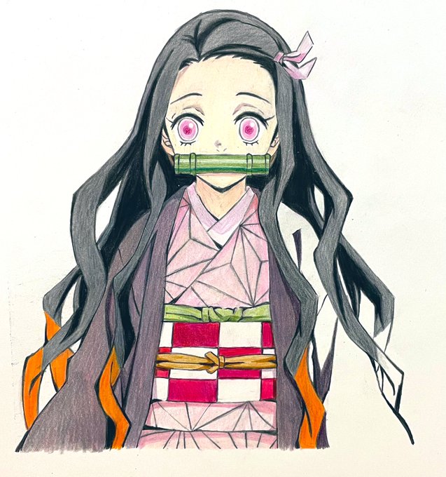 ダインさんがTwitterに投稿した竈門禰豆子(鬼滅の刃)のイラスト。