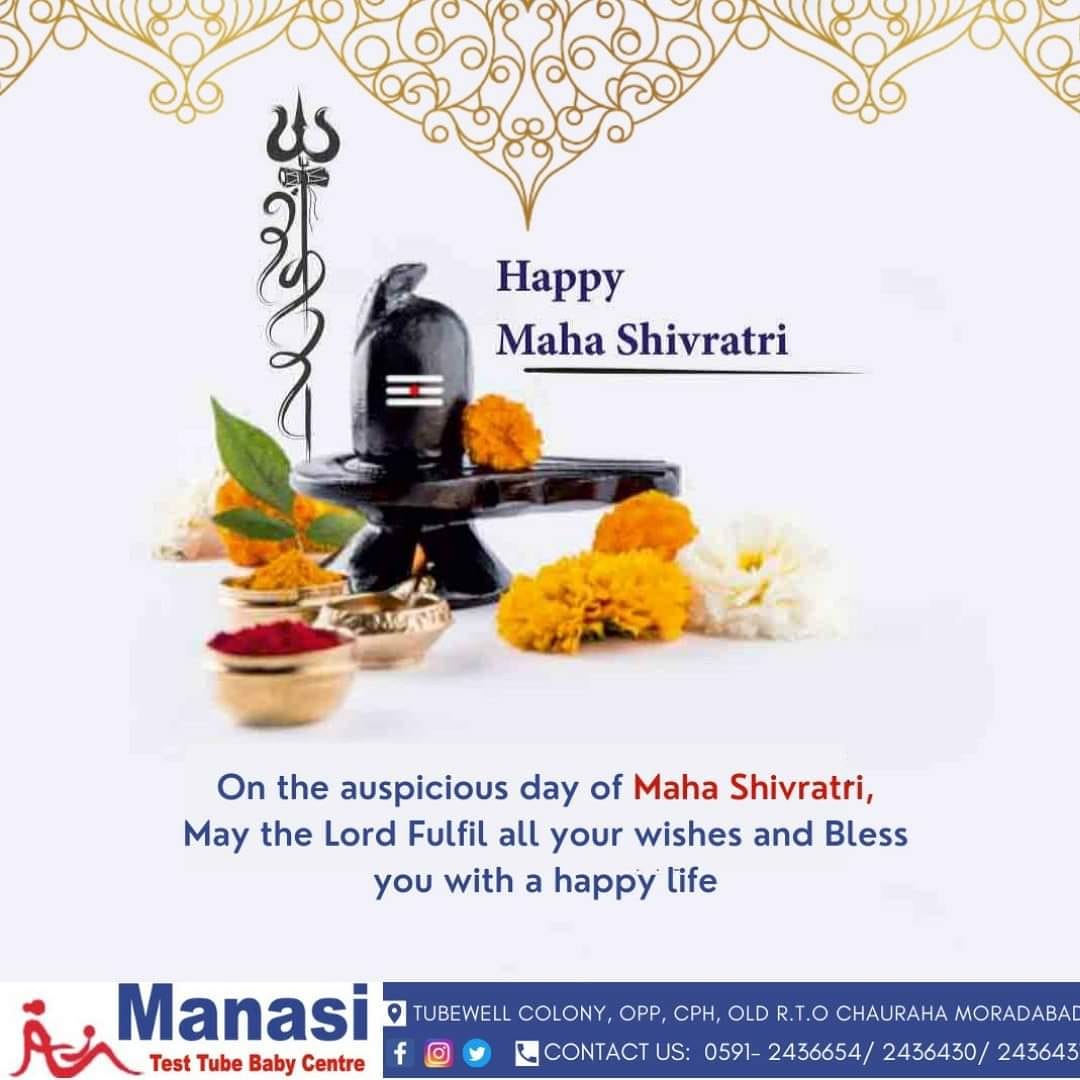 HomeManasi's tweet photo. This Maha Shivratri, may Lord Shiva destroy all your sorrow and eliminate all the troubles to help you lead a happy and healthy life.

#Manasinursinghome #IVFCenter #Moradabad https://t.co/LxKXKrIjLP