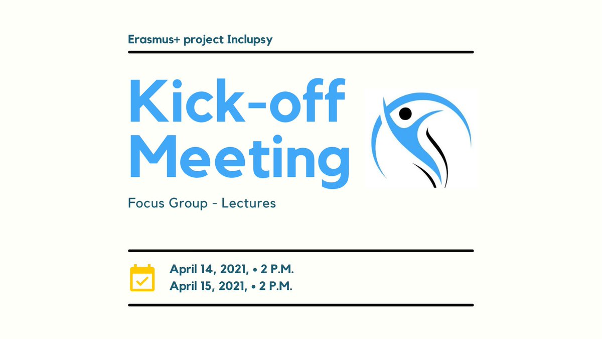 inclupsy's tweet photo. Save the dates 14 and 15th April 2021 at 14:00 the virtual Kick-off meeting of our project! Focus Group for Users and Caregivers and a Lecture on Recovery! @FondDiLiegro @epioni_ngo @kresimirr @EUErasmusPlus https://t.co/OWOEINsP7e