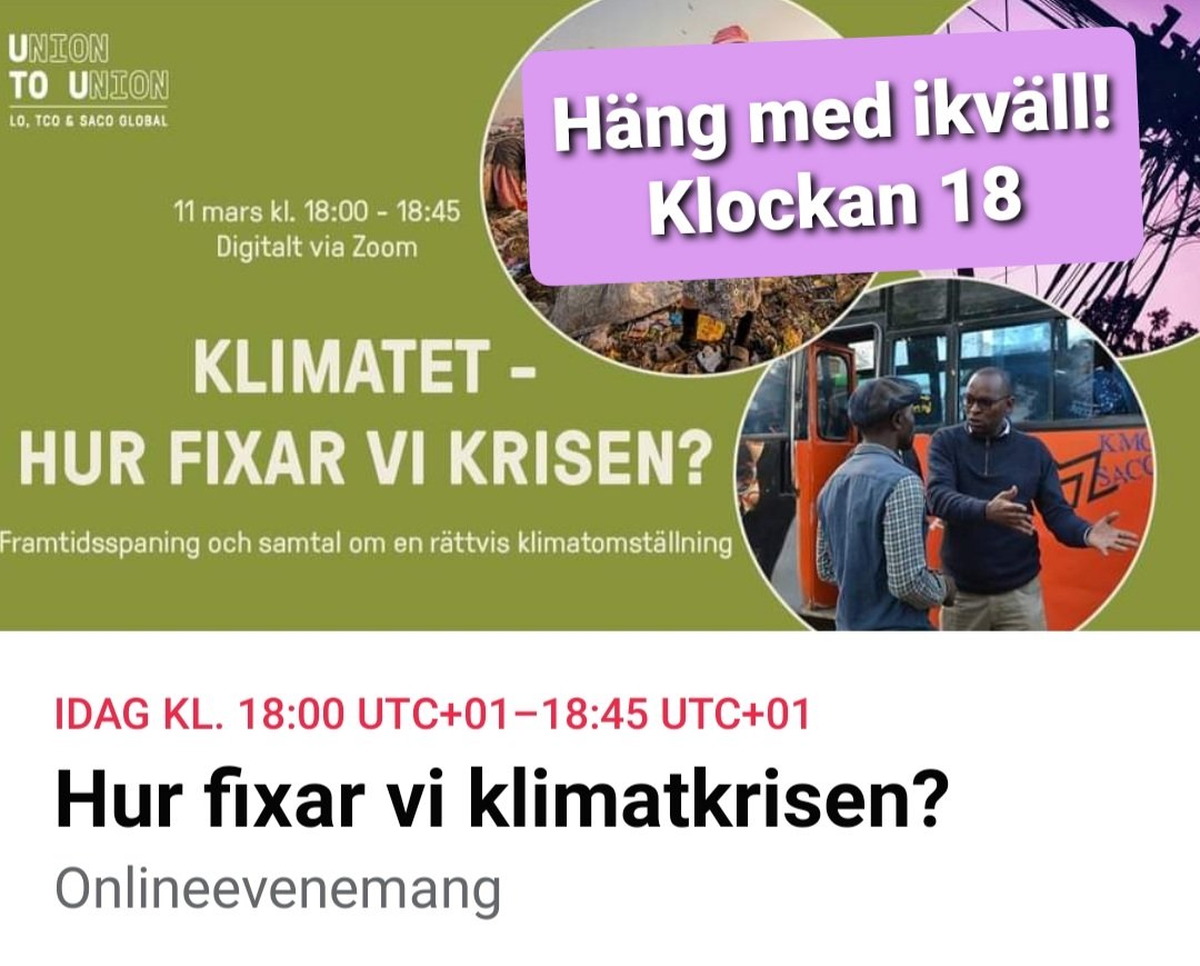 📢 Vad gör <a href="/idaaltera/">Ida Alterå</a> <a href="/_davidling/">David Ling</a> <a href="/Leorudberg/">Leo Rudberg</a> <a href="/mimmironnqvist/">Mimmi Rönnqvist</a> ikväll❓ Jo, diskuterar hur vi fixar klimatkrisen ❤RÄTTVIST❤❗Häng med du också, kolla här!fb.me/e/18sFo7KxL