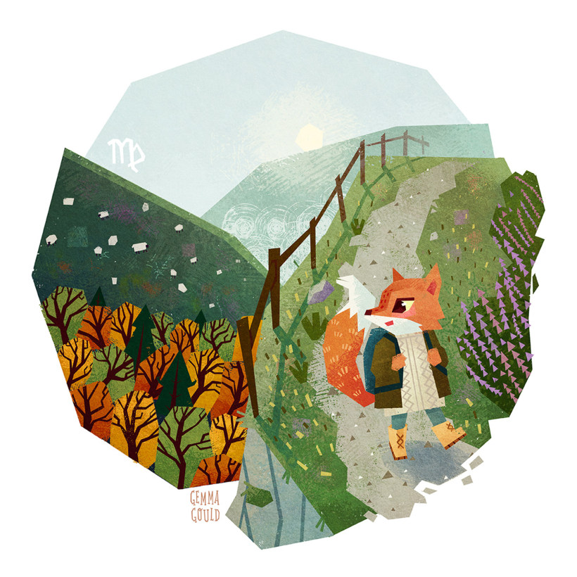 British illustrator <a href="/gemillustrates/">Gemma Gould</a> is based in the beautiful Shropshire countryside. Drawing inspiration from traditional printmaking techniques, her artwork combines vibrant geometric shapes with textured details and gentle humour. domestika.co/GemmaGouldPort…