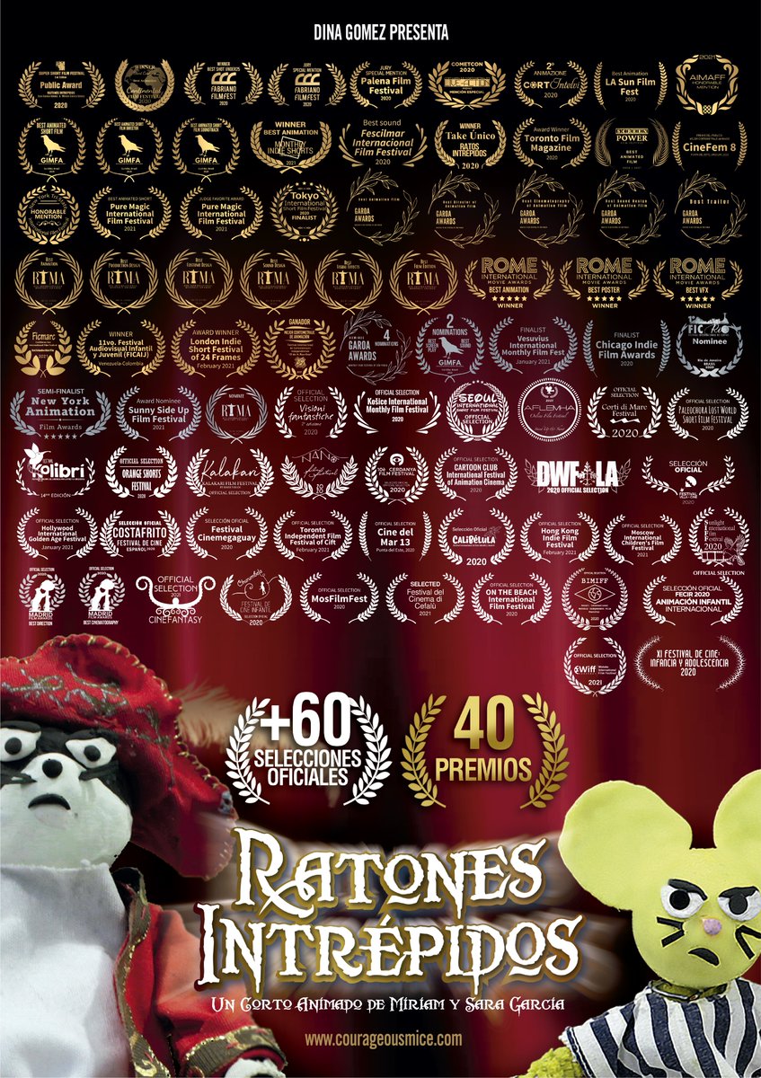 CourageousMice's tweet photo. ¡Más de 60 #selecciones y 40 premios para #RatonesIntrépidos !

Y nuevos pósters, diseñados por nuestro maestro del VFX @DaniHelix !

🐭🐱

More than 60 #officialselections and 40 #prizes for #CourageousMice !!

New posters, created by our VFX master, @DaniHelix !!

@film_madrid https://t.co/cnHF9DMeak